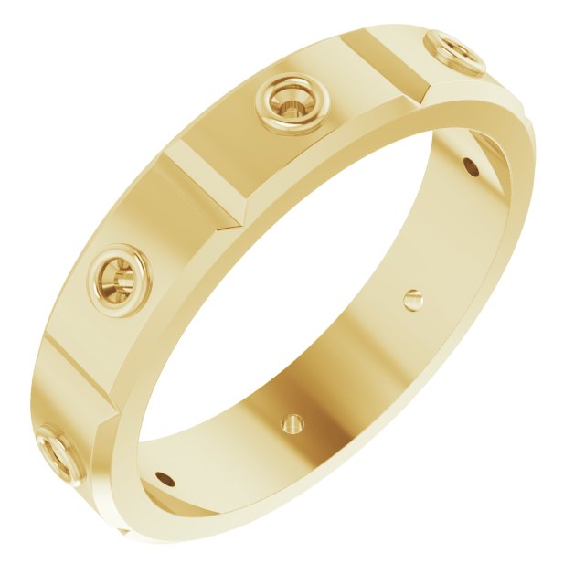 Bezel-Set Beveled-Edge Geometric Band