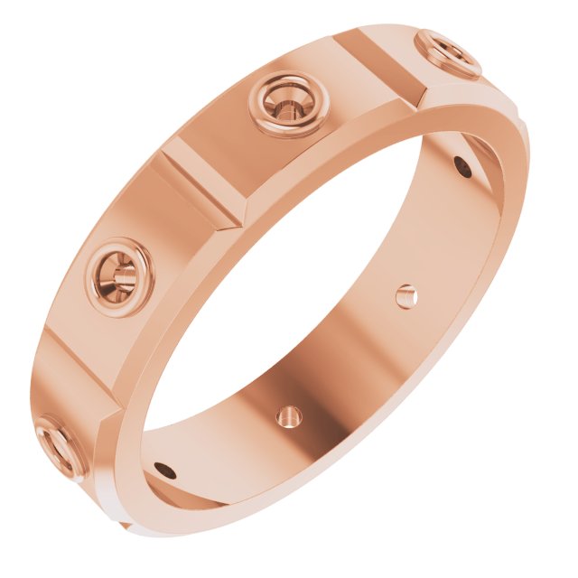Bezel-Set Beveled-Edge Geometric Band
