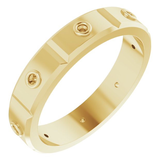Bezel-Set Beveled-Edge Geometric Band