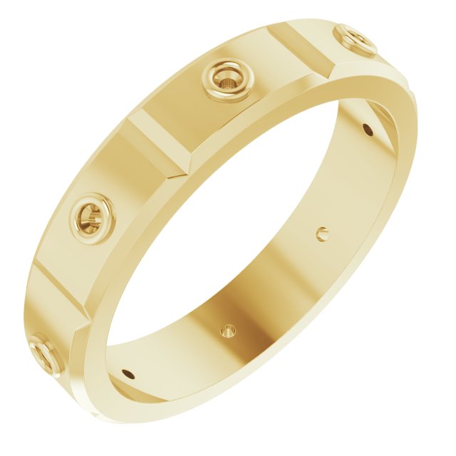 Bezel-Set Beveled-Edge Geometric Band