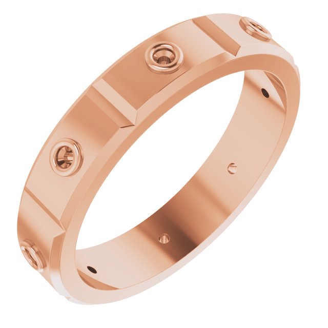 Bezel-Set Beveled-Edge Geometric Band