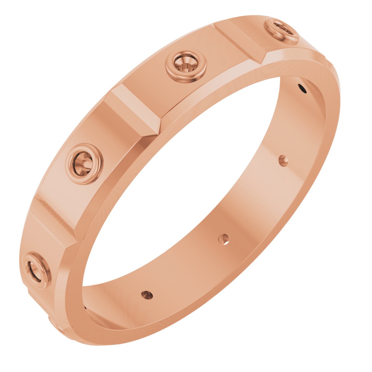 Bezel-Set Beveled-Edge Geometric Band