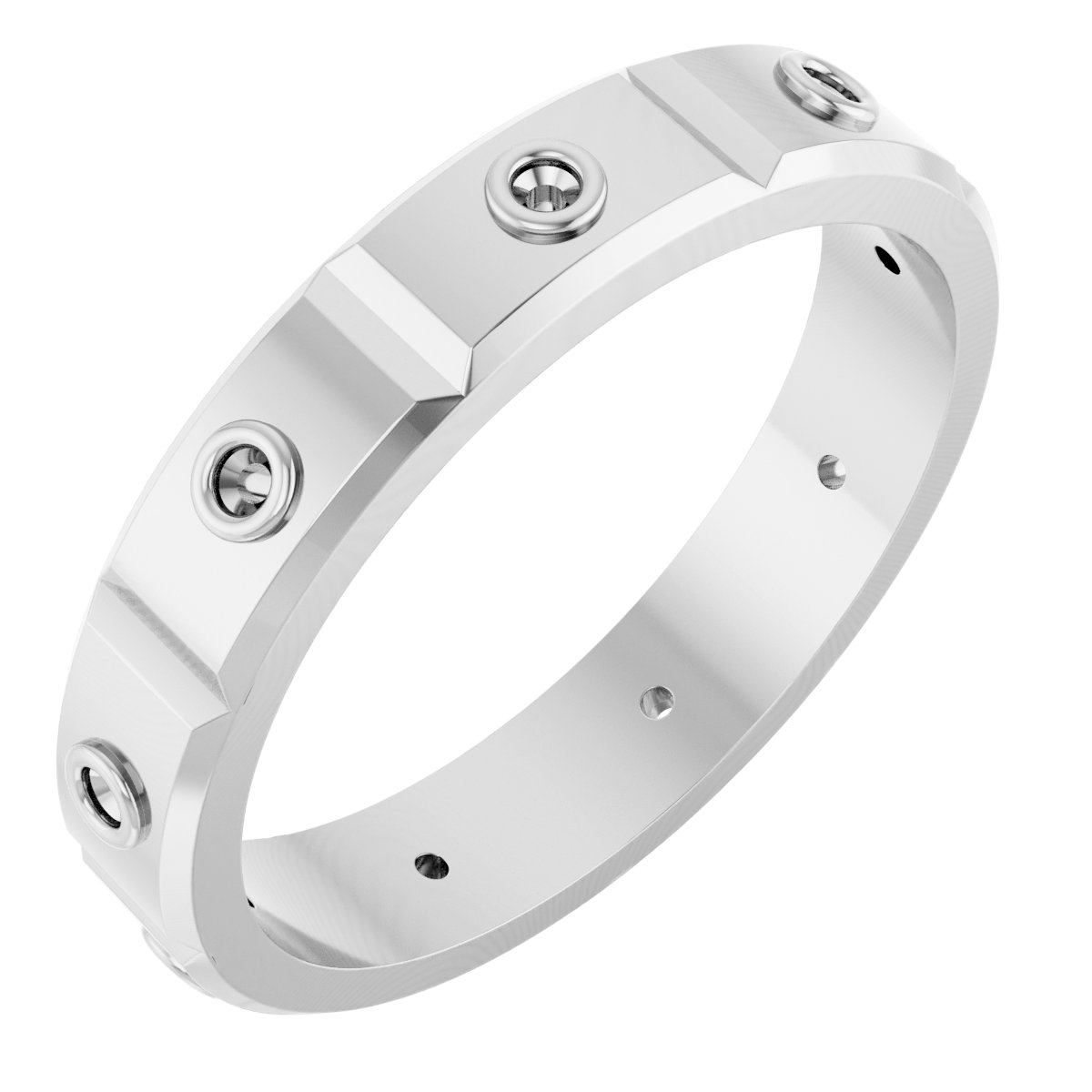 Bezel-Set Beveled-Edge Geometric Band