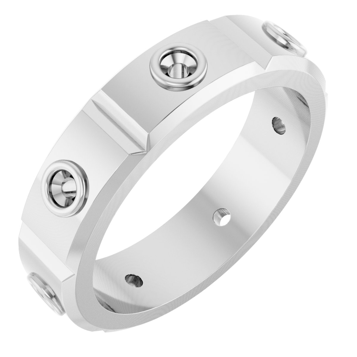 Bezel-Set Beveled-Edge Geometric Band