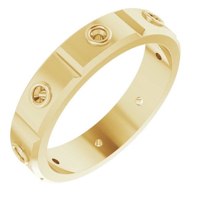 Bezel-Set Beveled-Edge Geometric Band