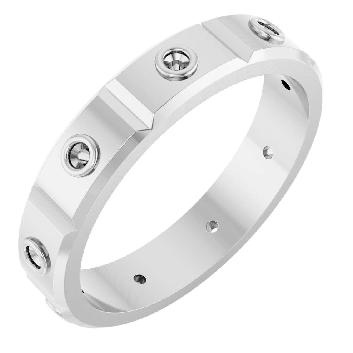 Bezel-Set Beveled-Edge Geometric Band