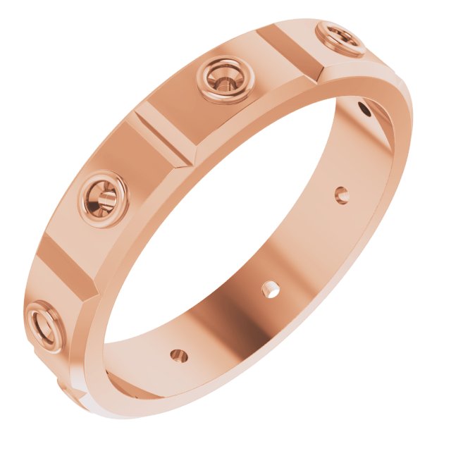 Bezel-Set Beveled-Edge Geometric Band