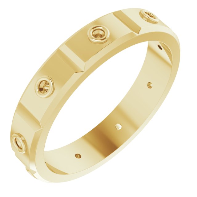 Bezel-Set Beveled-Edge Geometric Band