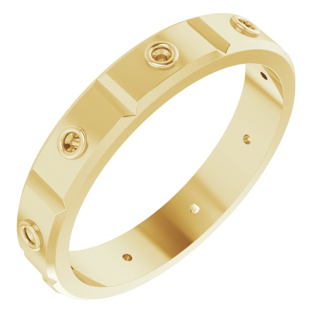 Bezel-Set Beveled-Edge Geometric Band