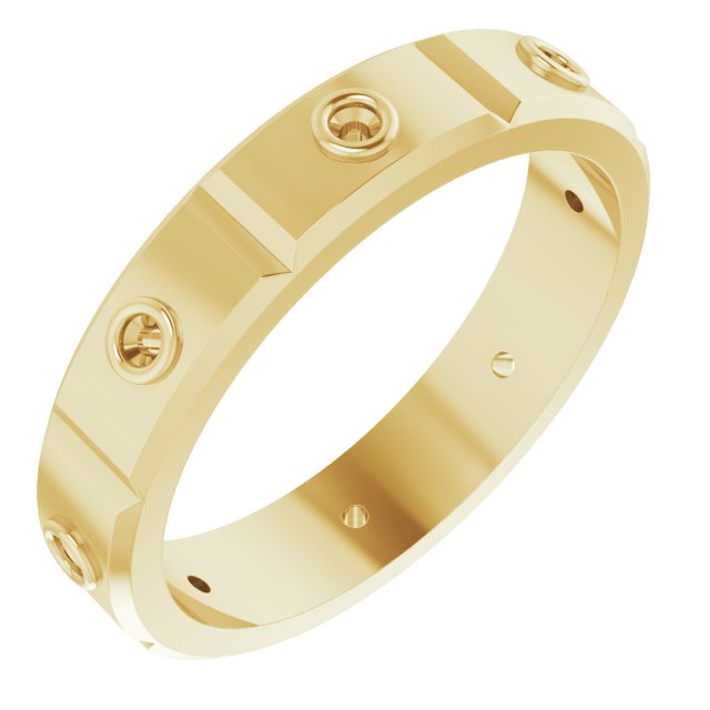 Bezel-Set Beveled-Edge Geometric Band