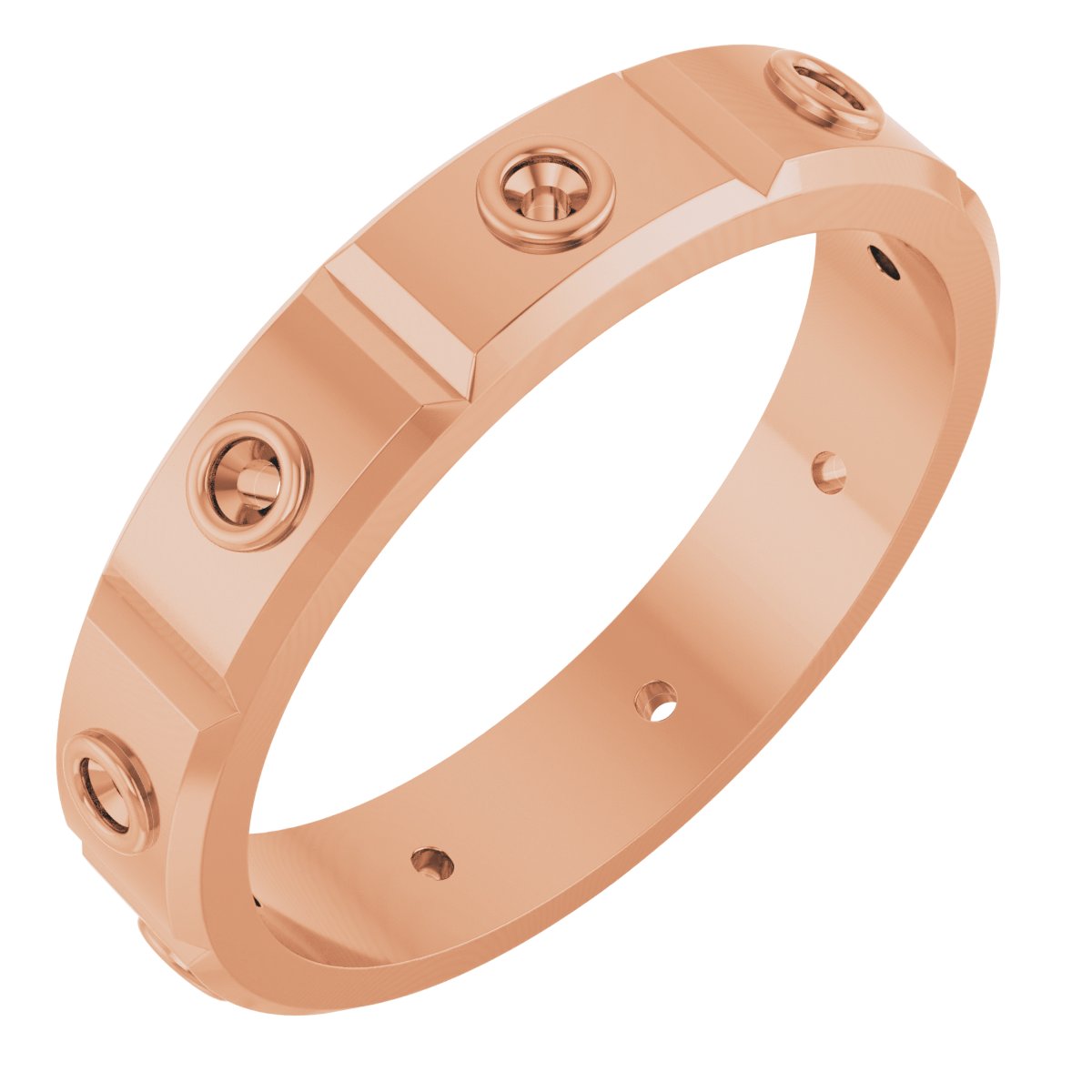 Bezel-Set Beveled-Edge Geometric Band