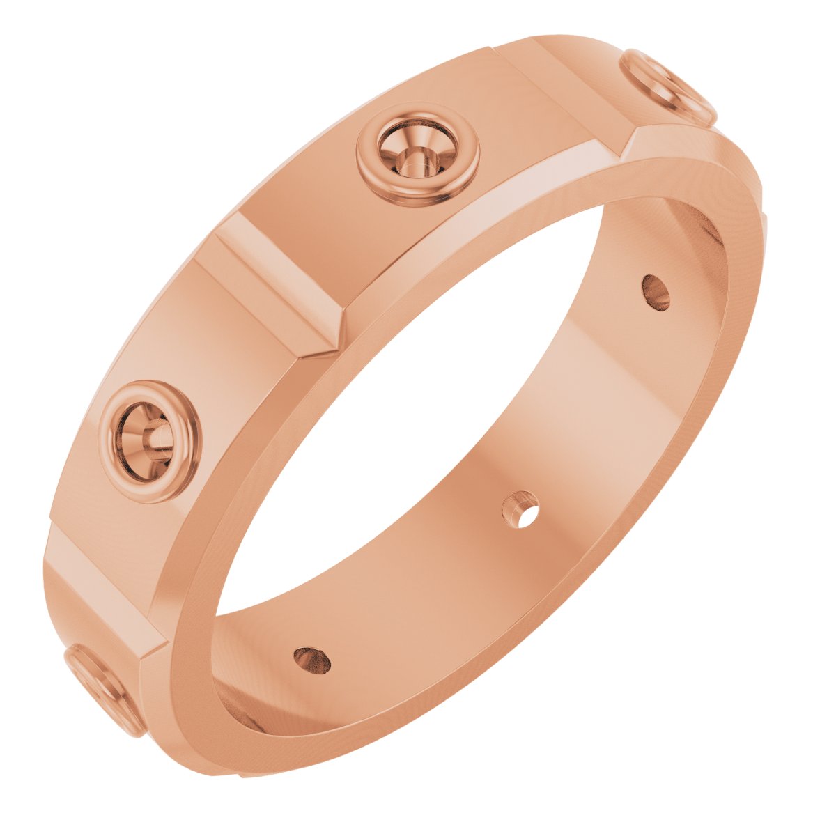 Bezel-Set Beveled-Edge Geometric Band