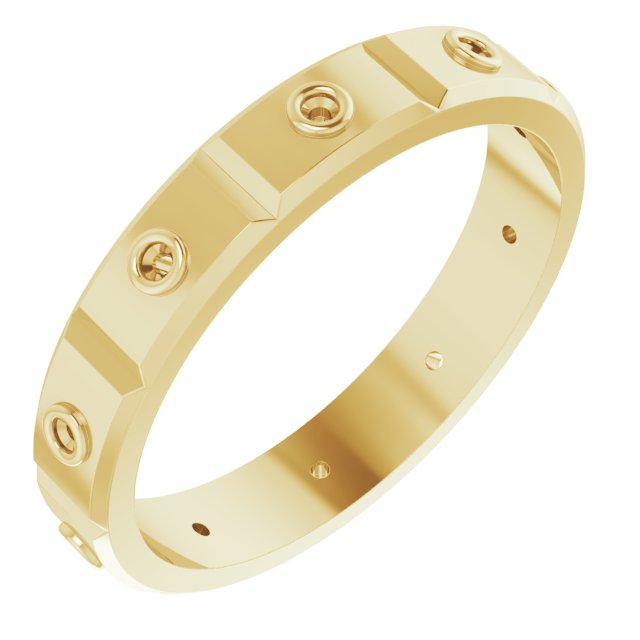 Bezel-Set Beveled-Edge Geometric Band