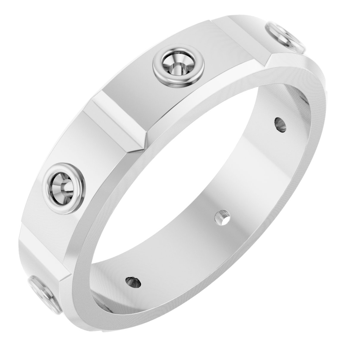 Bezel-Set Beveled-Edge Geometric Band