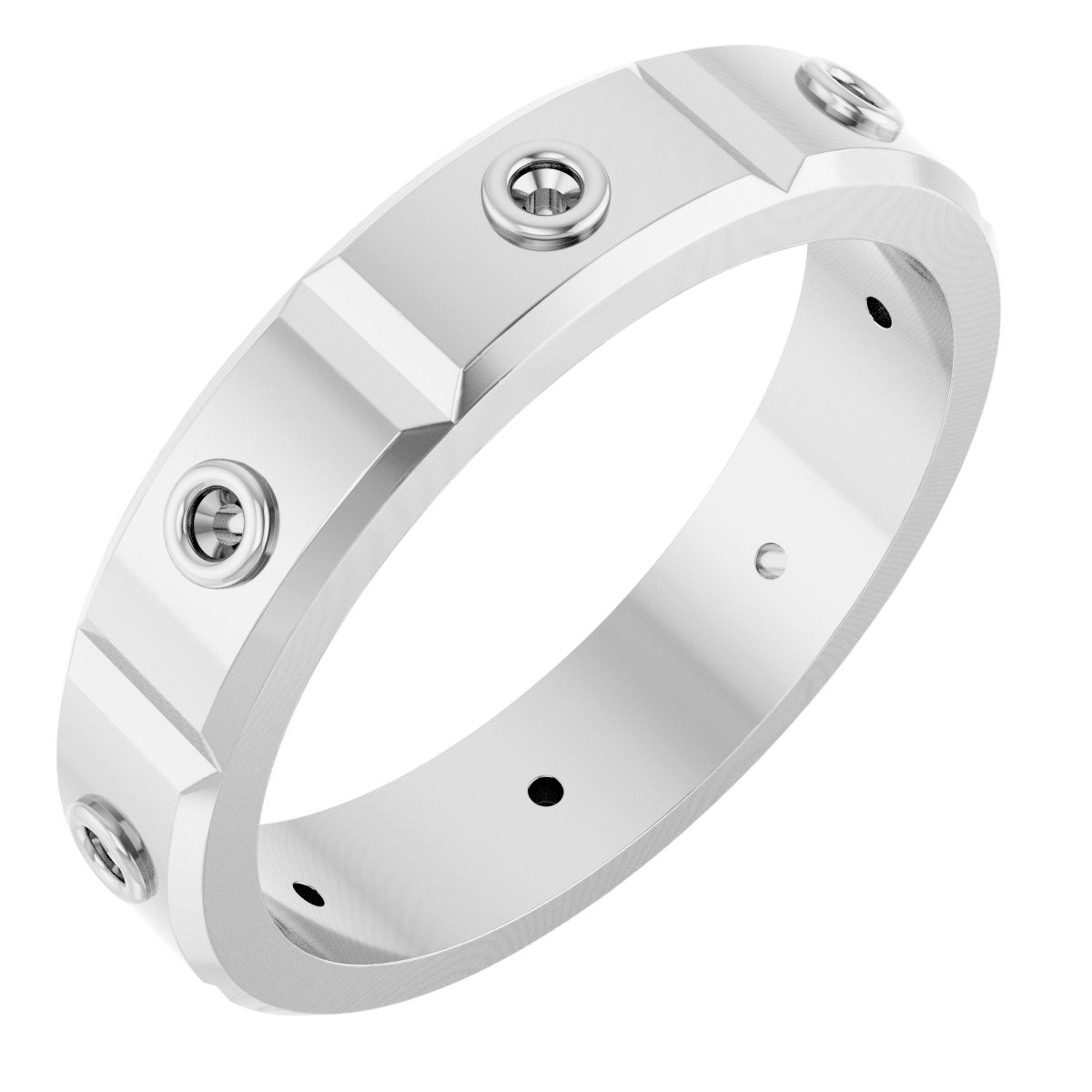Bezel-Set Beveled-Edge Geometric Band