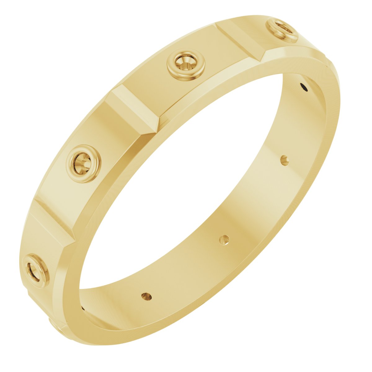 Bezel-Set Beveled-Edge Geometric Band