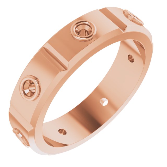 Bezel-Set Beveled-Edge Geometric Band