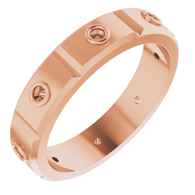 Bezel-Set Beveled-Edge Geometric Band