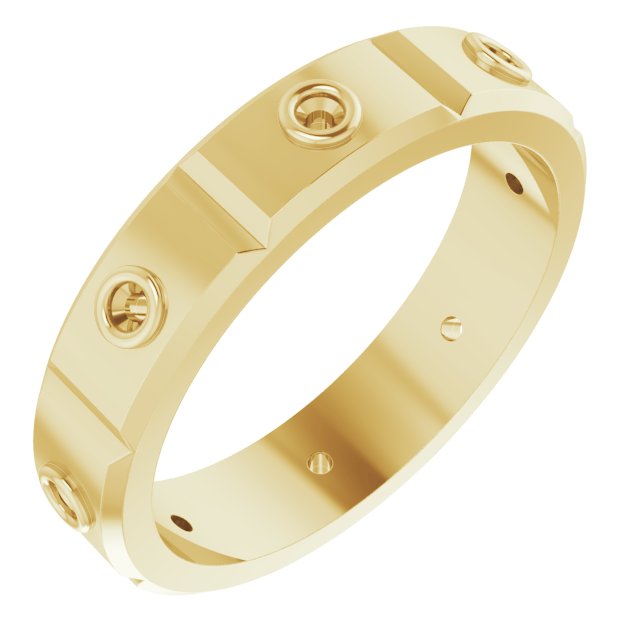 Bezel-Set Beveled-Edge Geometric Band