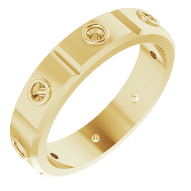 Bezel-Set Beveled-Edge Geometric Band
