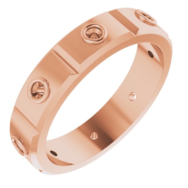 Bezel-Set Beveled-Edge Geometric Band