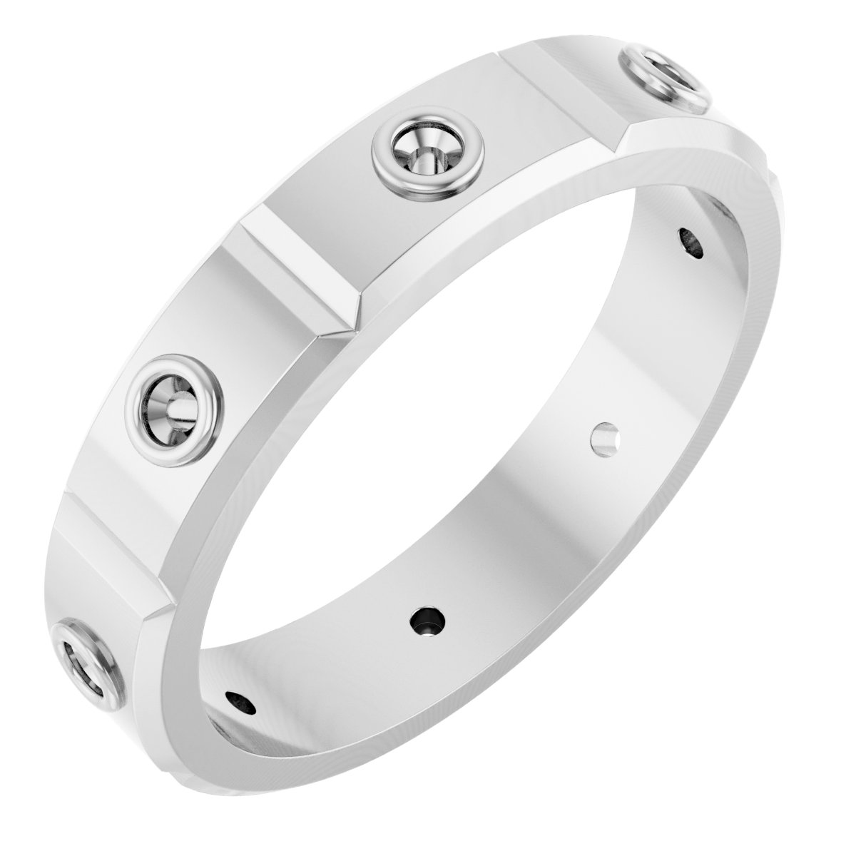 Bezel-Set Beveled-Edge Geometric Band