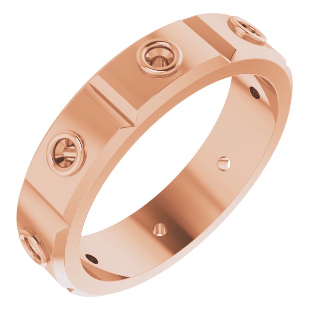 Bezel-Set Beveled-Edge Geometric Band