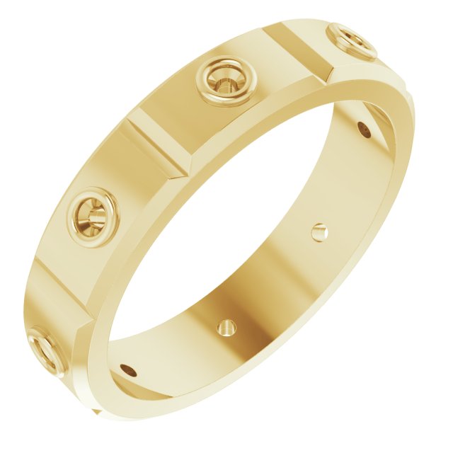 Bezel-Set Beveled-Edge Geometric Band