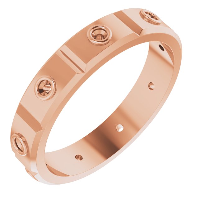 Bezel-Set Beveled-Edge Geometric Band