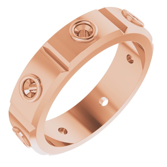 Bezel-Set Beveled-Edge Geometric Band