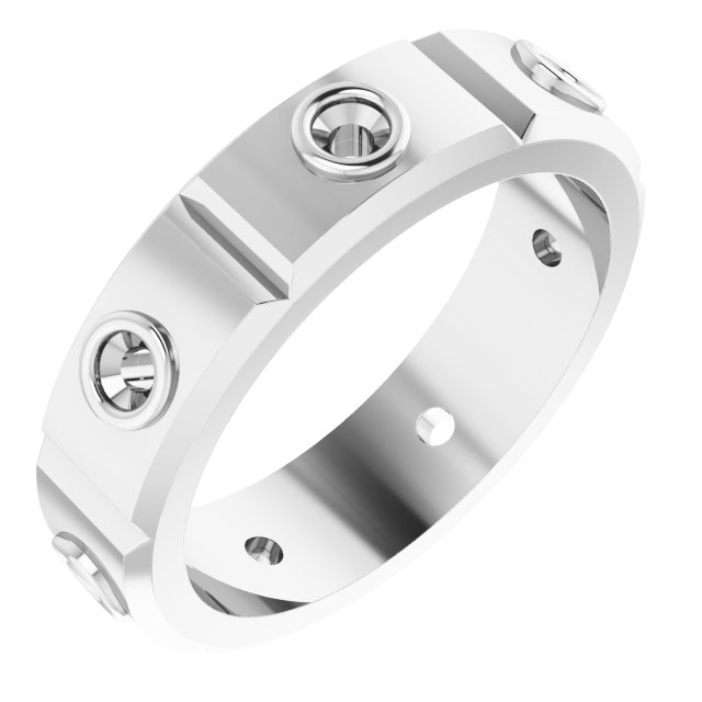 Bezel-Set Beveled-Edge Geometric Band