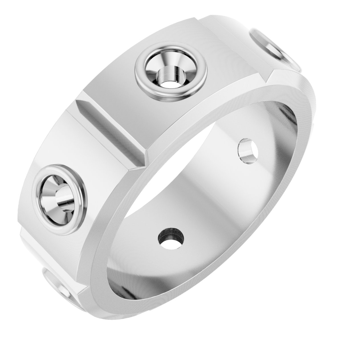 Bezel-Set Beveled-Edge Geometric Band