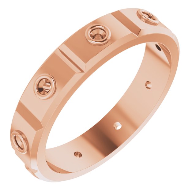 Bezel-Set Beveled-Edge Geometric Band