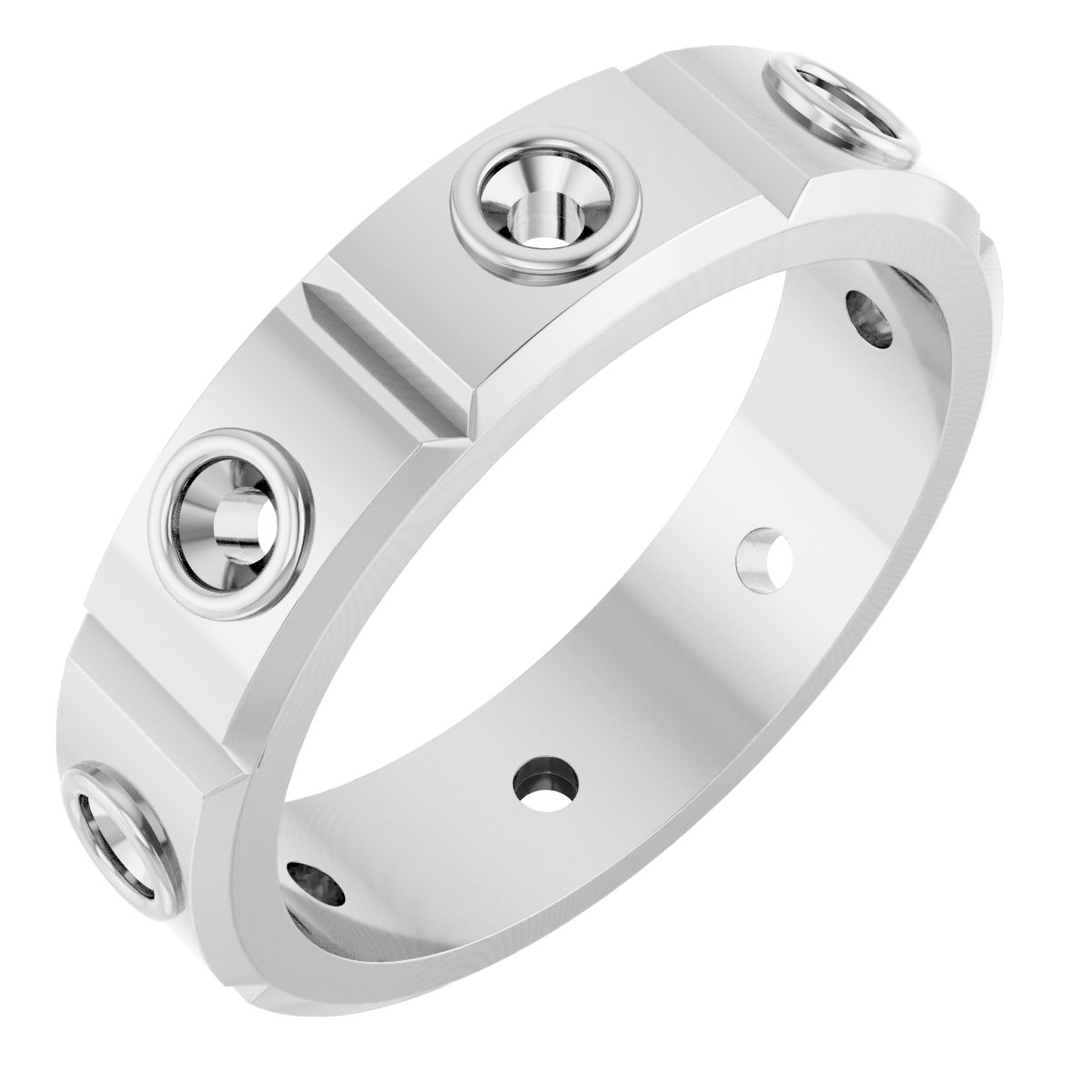 Bezel-Set Beveled-Edge Geometric Band