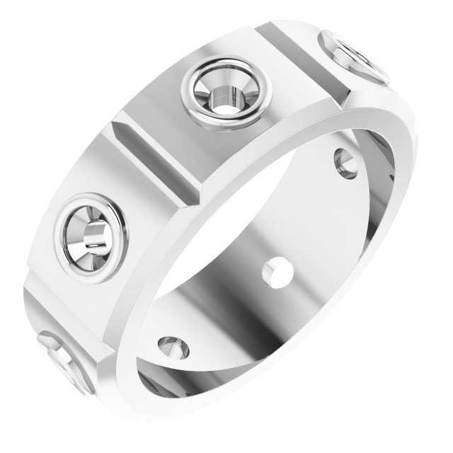 Bezel-Set Beveled-Edge Geometric Band