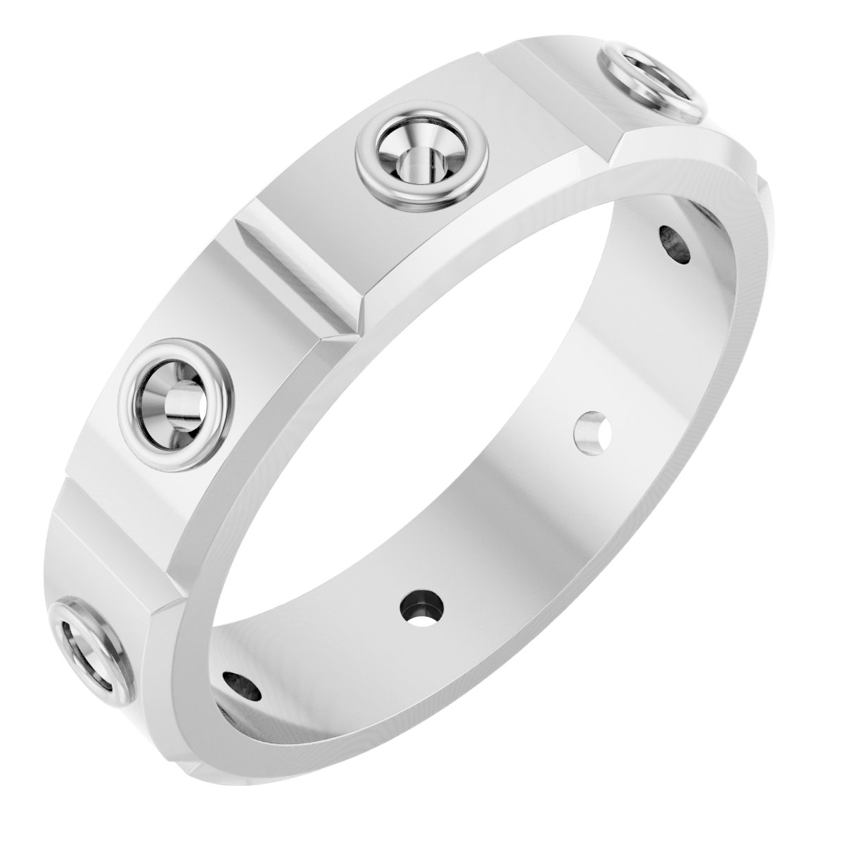 Bezel-Set Beveled-Edge Geometric Band