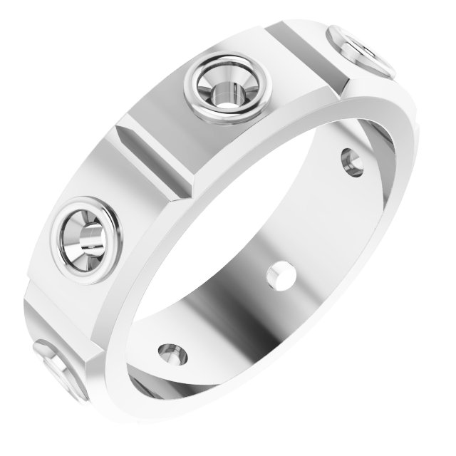 Bezel-Set Beveled-Edge Geometric Band
