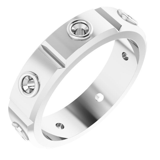 Bezel-Set Beveled-Edge Geometric Band