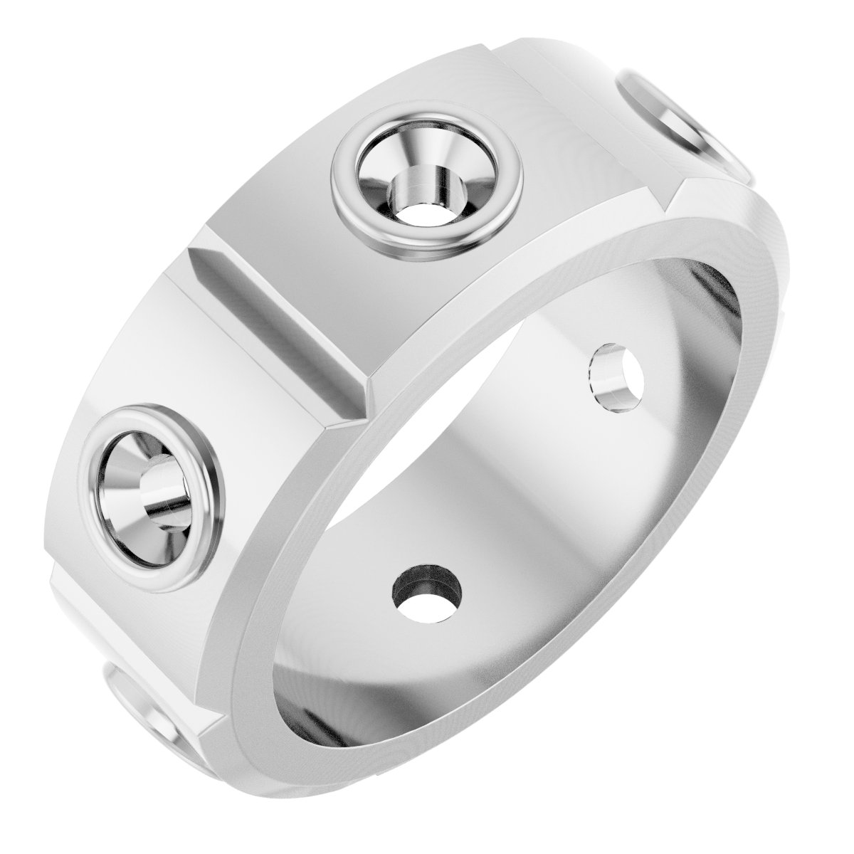 Bezel-Set Beveled-Edge Geometric Band