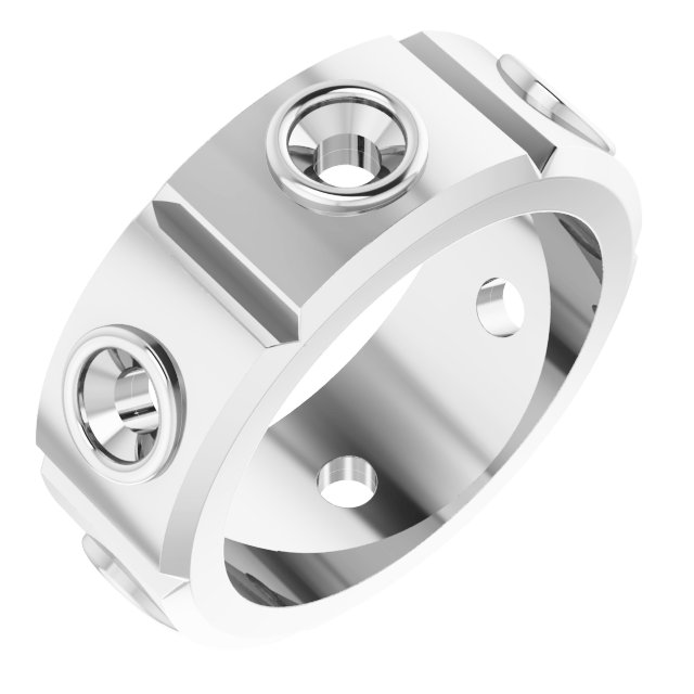Bezel-Set Beveled-Edge Geometric Band