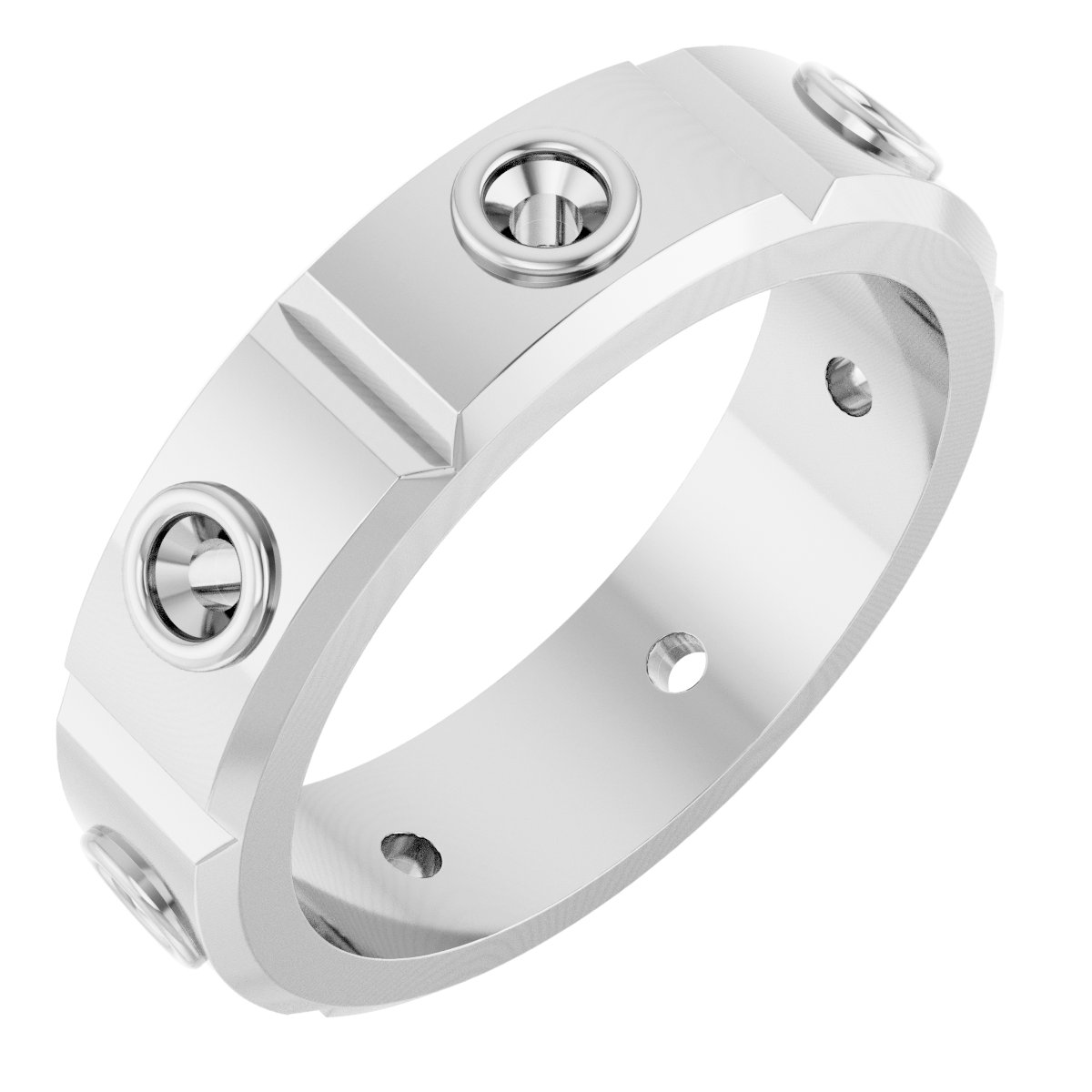 Bezel-Set Beveled-Edge Geometric Band