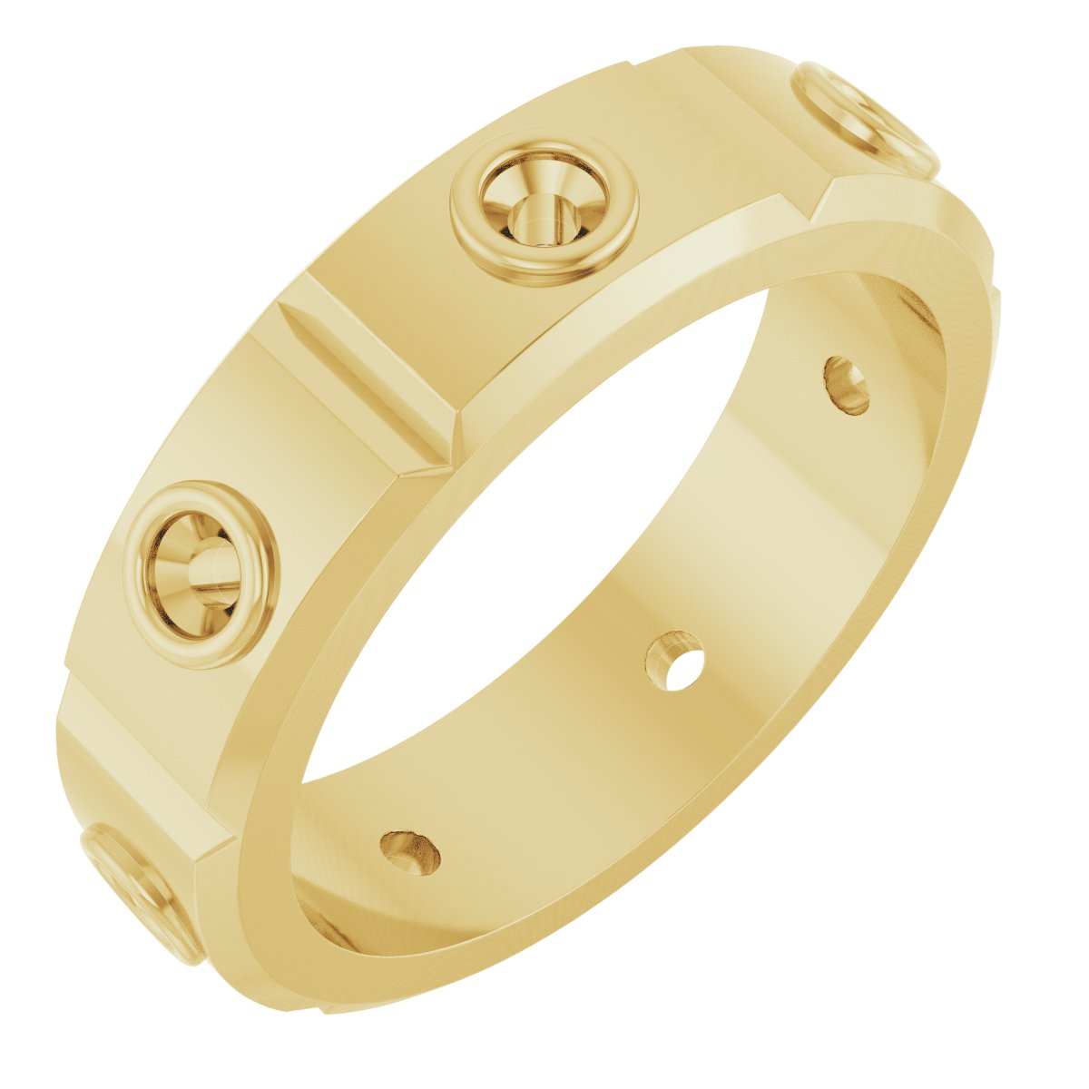 Bezel-Set Beveled-Edge Geometric Band