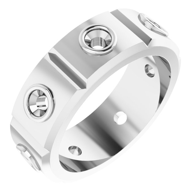 Bezel-Set Beveled-Edge Geometric Band