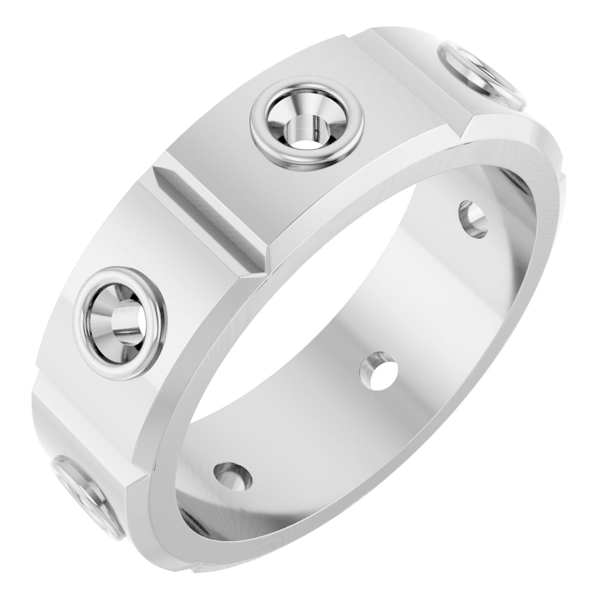 Bezel-Set Beveled-Edge Geometric Band