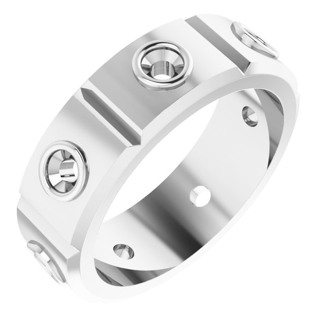 Bezel-Set Beveled-Edge Geometric Band