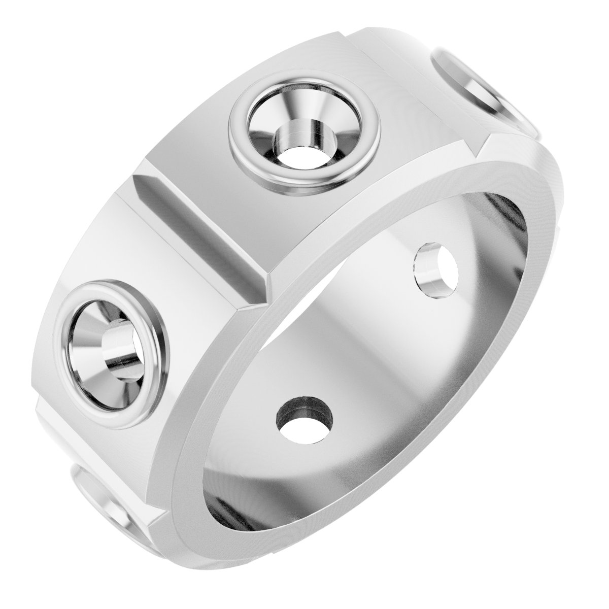 Bezel-Set Beveled-Edge Geometric Band