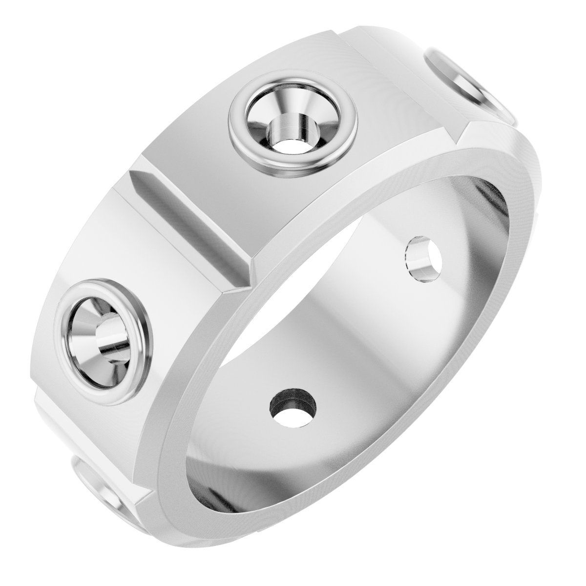 Bezel-Set Beveled-Edge Geometric Band
