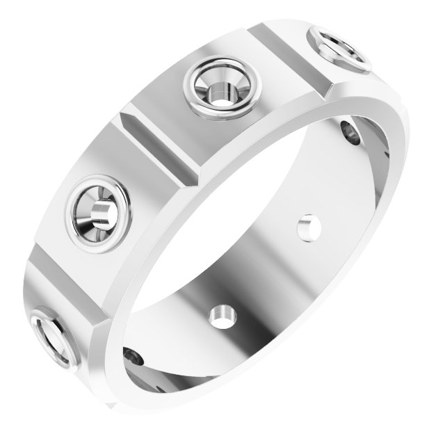 Bezel-Set Beveled-Edge Geometric Band