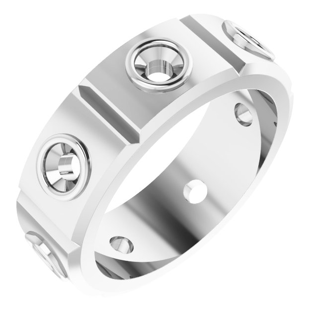Bezel-Set Beveled-Edge Geometric Band