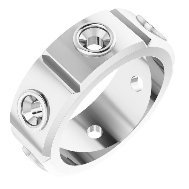 Bezel-Set Beveled-Edge Geometric Band
